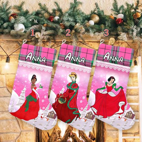 Discover Princess Xmas Stocking, Princess Christmas Stockings, Tiana Cinde Snow White Christmas Socks Home Decoration