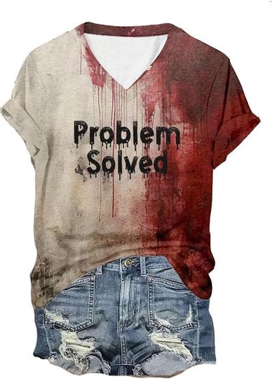 Discover Halloween Bloody Shirts Women Funny Blood Splatter Horror T-Shirt Halloween Blood Stain Horror Movie Graphic Top