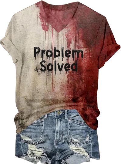 Discover Halloween Bloody Shirt for Women Blood Splatter Horror T-Shirts Halloween Blood Stain Horror Movie Graphic Tees Tops