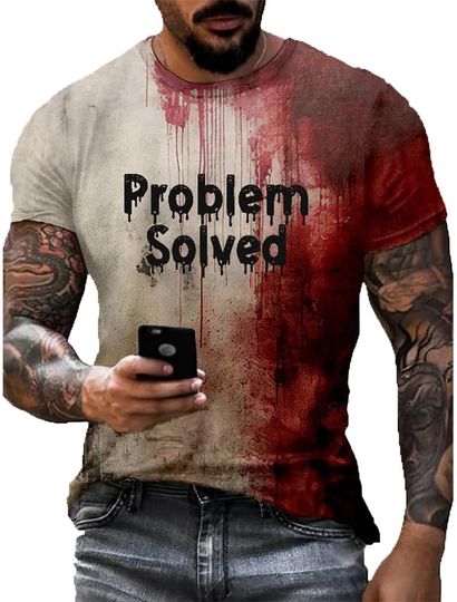 Discover Men's Problem Solved Halloween Bloody T-Shirt Horror Shirts Tops
