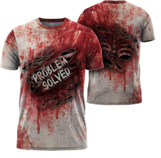 Discover Problem Solved Bloody Shirt Men, Problem Solved T Shirt, Halloween Tshirts, Im Fine Bloody Shirt