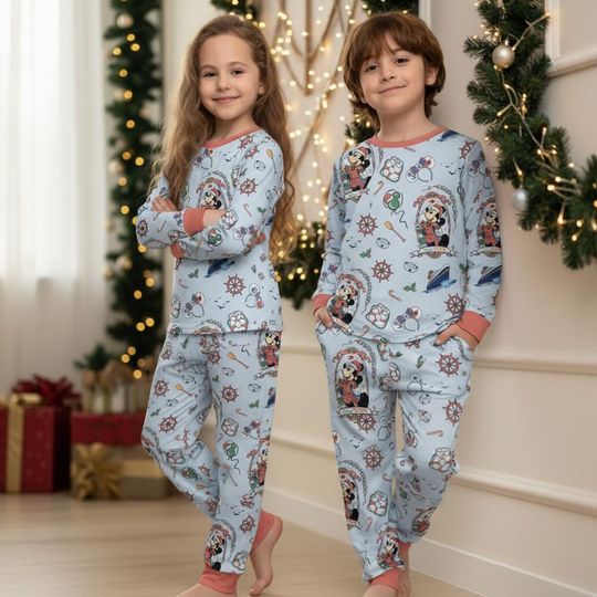 Discover Disney Cruise Line Mickey & Friends Christmas Pajamas Set, Family Cruise Trip Let's Cruise Holiday Sleepwear, Disney Pajamas For Kid Adult