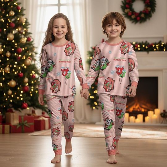 Discover Disney Magical Castle Christmas Pajamas Set, Cute Mickey Santa Sleepwear, Mickey Balloons Holiday Merry Christmas Pajamas, PJS For Kid Adult