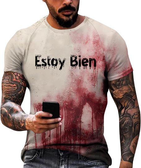 Mens Halloween Costumes for 2025 Cute Round Neck Tshirts Short Sleeve