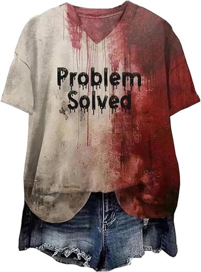 Discover I'm Fine Bloody Shirt Women Funny Halloween Blood Horror Clothes Gift Blood Splatter Top Halloween Short Sleeve Tops