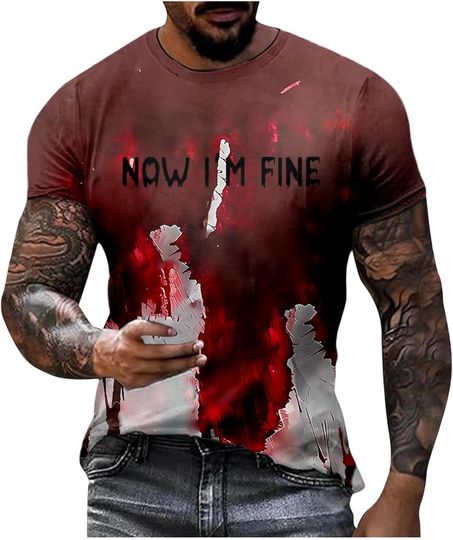 Discover Halloween Shirts Bloody Shirt for Men Funny T Horror Mens Retro Tee 3D Pattern Tshirts Pumpkin Graphic Tees