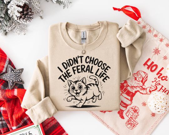 Discover Ultimate Comfort 'Feral Life' Cat Sweatshirt - Unisex Cotton Hoodie Gift - t-shirt | tee, Perfect Gift for Any Occasion Soft Premium Cotton