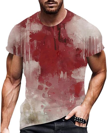 Halloween Shirts for Women Men's Funny Mens Tshirts Shirt Bloody Short Sleeve Crewneck T Men Pumpkin Skeleton