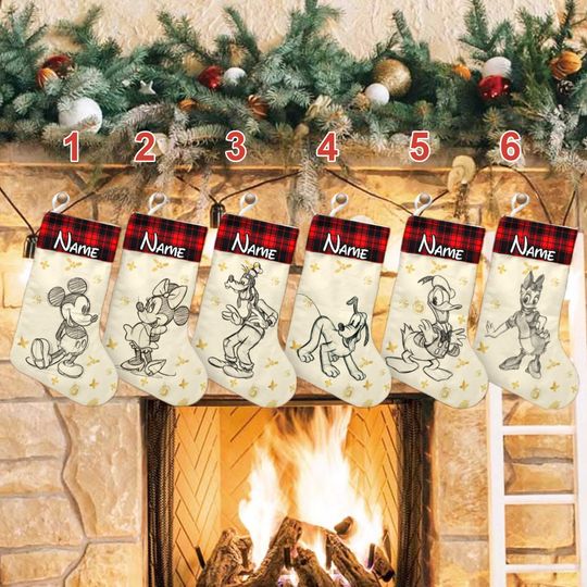 Discover Personalized Disney Mickey And Friends Christmas Stocking, Mickey Mouse Christmas Stockings, Mickey Movie Christmas Socks Home Decoration