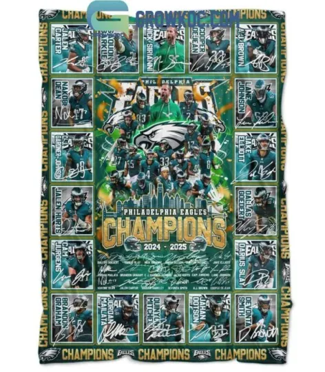 Philadelphia Eagles Super Bowl Champions 2025 Throw Blanket