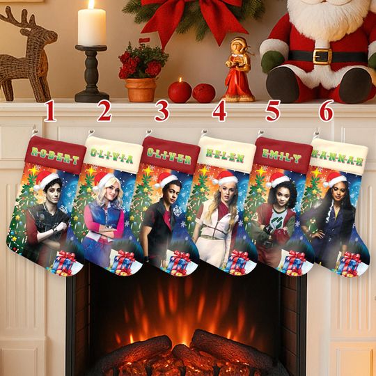 Discover Personalize Disney Zombies 4 Stocking, Zombies Descendants Christmas Socks, Custom Name Zoombies 4 Xmas Sock, Disney Christmas Home Decor