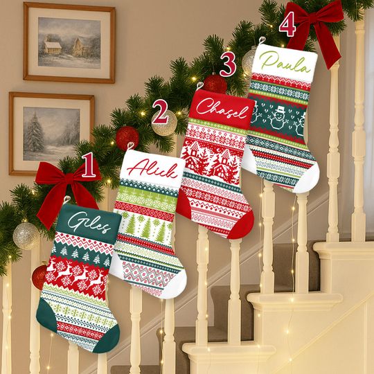 Discover Personalize Family Holiday Christmas Stocking, Christmas Knit Sock, Christmas Sock Christmas Gift For Family, Holiday Decor