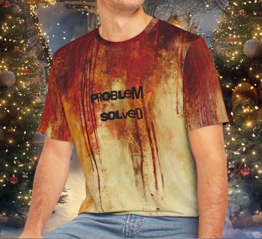 Discover Halloween Realistic Blood Drip T-shirt. With Problem Solved Text. Great Gift for the Spooky Season Unisex Polyester Tee