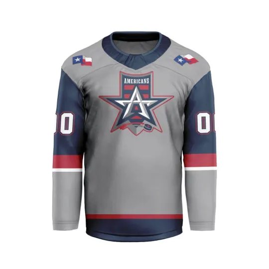 Discover Personalized Allen Americans Gray V-shaped Hockey Shirt Men's Fan Gear Xmas Gift