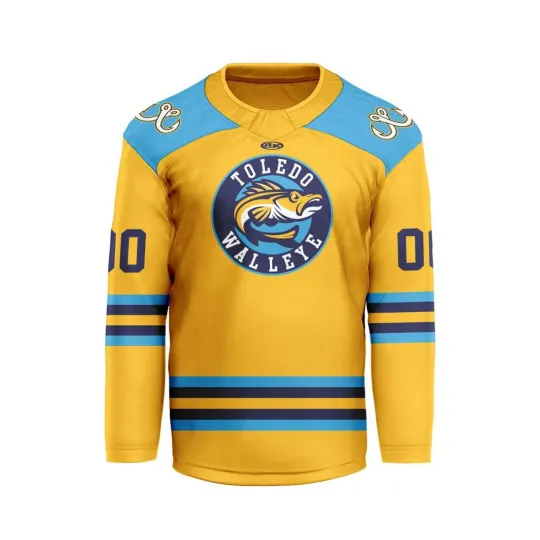 Discover Personalized Toledo Walleye Gold V-shaped Hockey Shirt Men's Fan Gear Xmas Gift