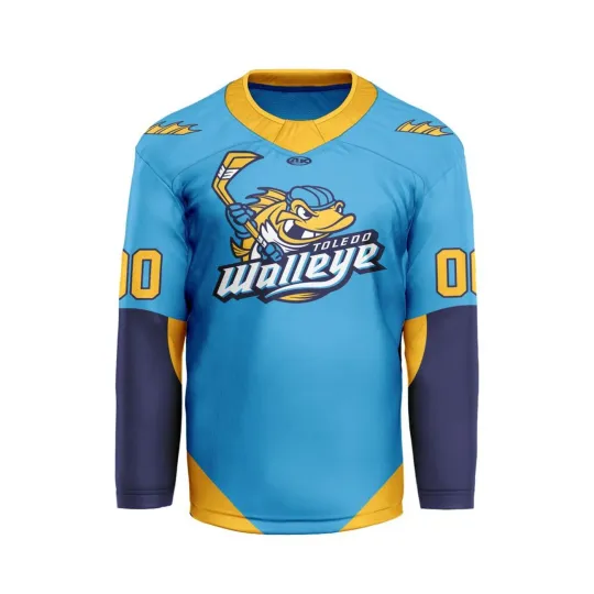 Discover Personalized Toledo Walleye Blue V-shaped Hockey Shirt Men's Fan Gear Xmas Gift