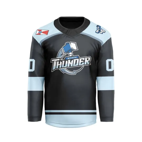 Personalized Wichita Thunder Gray V-shaped Hockey Shirt Men's Fan Gear Xmas Gift
