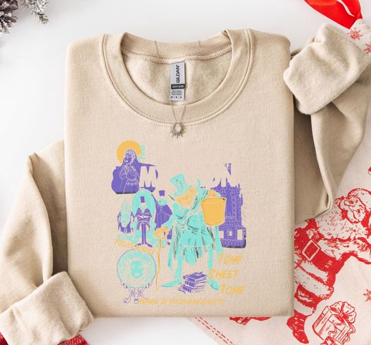 Discover Unisex Vintage Haunted Mansion Pullover - Cozy Halloween Sweatshirt