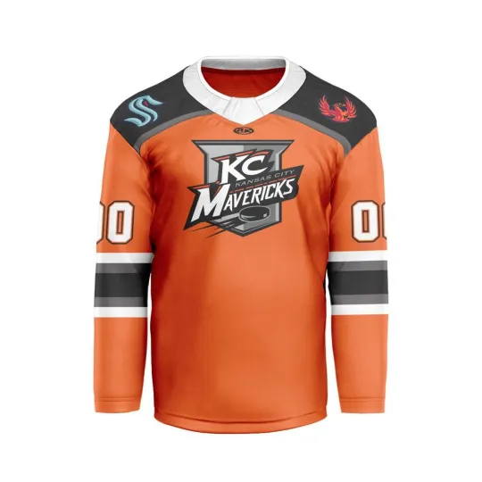 Discover Personalized Kansas City Mavericks Orange V-shaped Hockey Shirt Men's Fan Gear