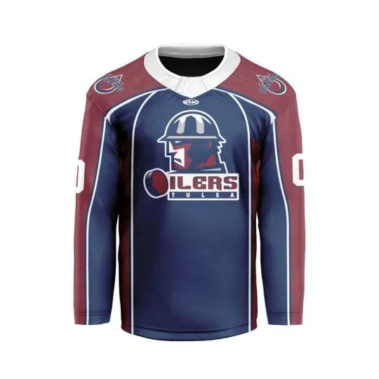 Personalized Tulsa Oilers Navy V-shaped Hockey Shirt Men's Fan Gear Xmas Gift