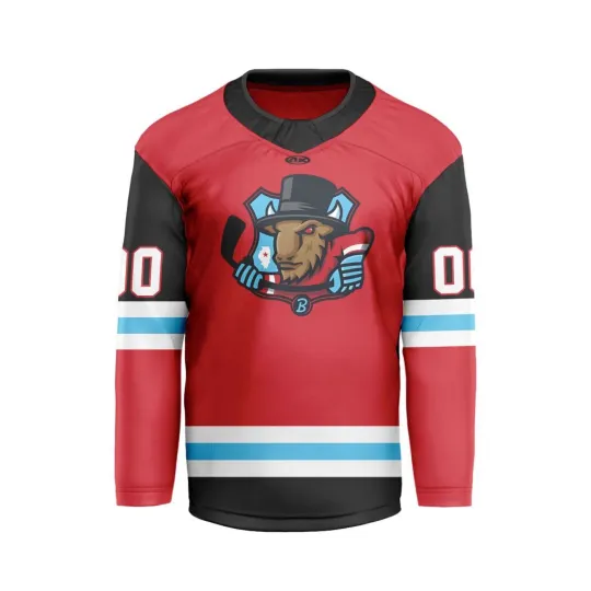 Personalized Bloomington Bison Red V-shaped Hockey Shirt Men's Fan Gear Gift