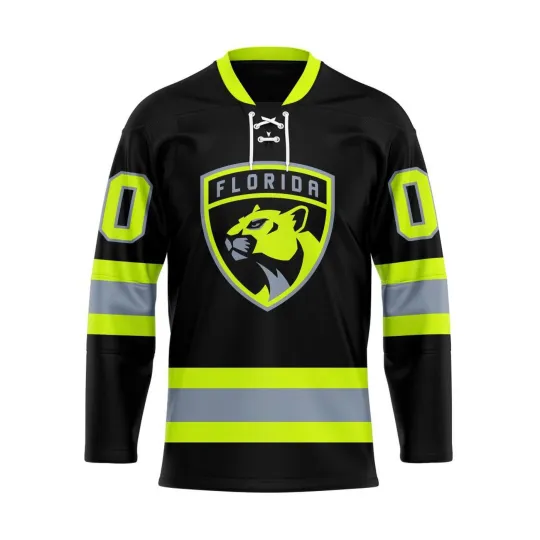 Personalized Florida Panthers Honoring Firefighters Lace Hockey Shirt Fan Gear