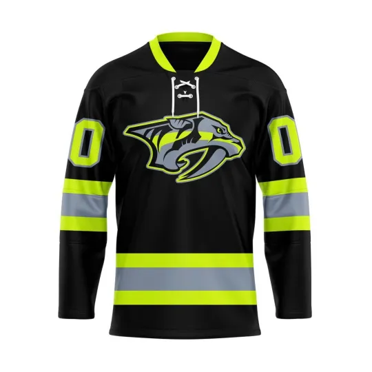 Discover Personalize Nashville Predators Honoring Firefighters Lace Hockey Shirt Fan Gear