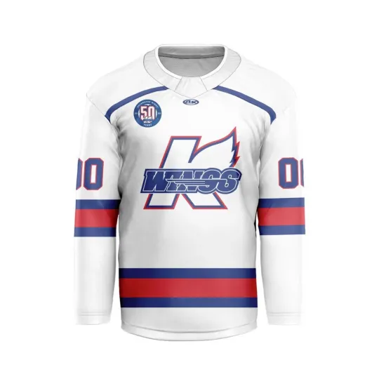 Discover Personalized Kalamazoo Wings White V-shaped Hockey Shirt Men's Fan Gear Gift