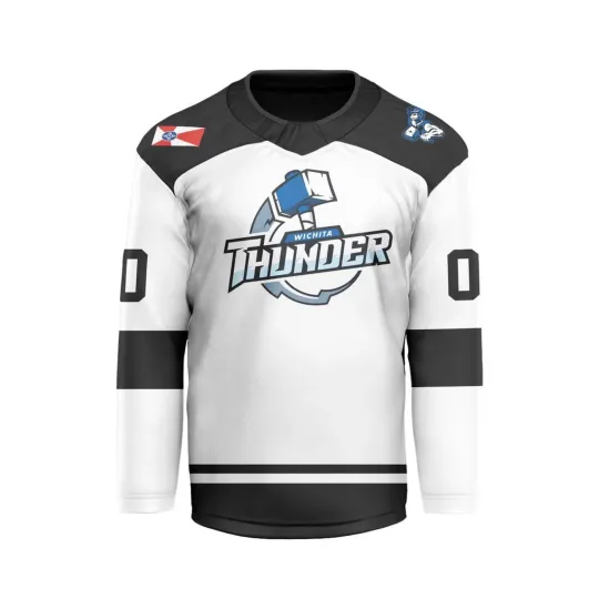 Discover Personalized Wichita Thunder White V-shaped Hockey Shirt Men's Fan Gear Gift