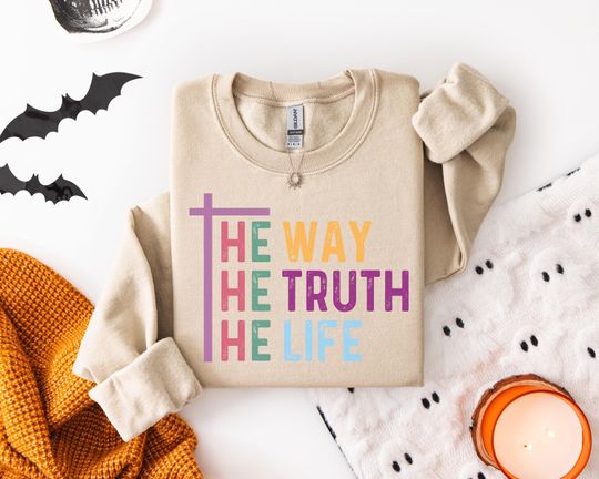 Discover Christian Sweatshirt for Believers: Vibrant Faith-Based  with Biblical Quote and Cross Design - t-shirt Perfect Gift for Any Occasion