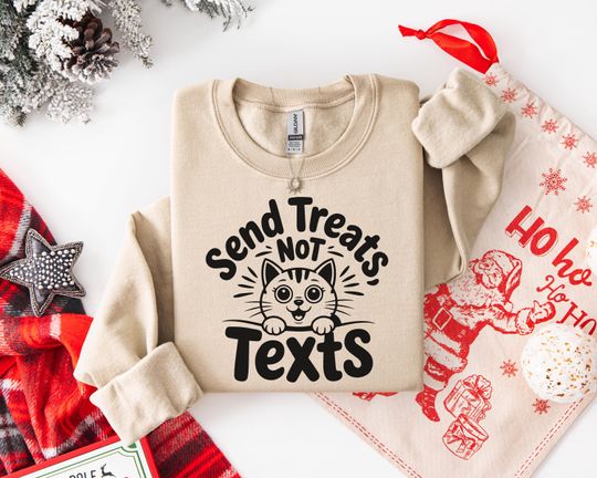 Discover Unisex 'Send Treats Not Texts' Cotton Hoodie - Cozy Cat Lover's Gift - t-shirt | tee, Perfect Gift for Any Occasion Soft Premium Cotton Blen