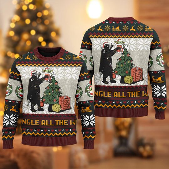 Discover Star Wars Dadalorian Ugly Christmas Sweater, Baby Yoda Darth Vader Cute Baby Xmas Sweatshirt, Christmas Gift For Men Women Kid, Starwars Tee