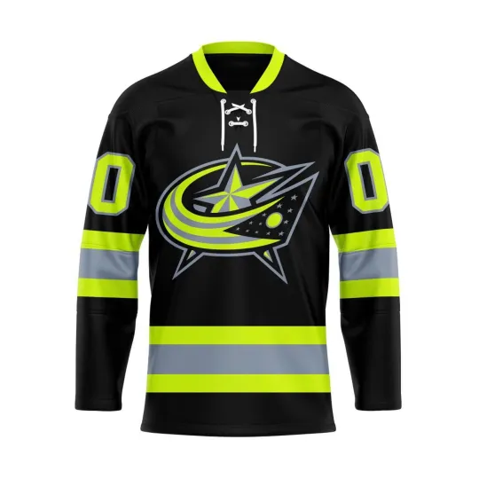 Discover Custom Columbus Blue Jackets Honoring Firefighters Lace Hockey Shirt Fan Gear