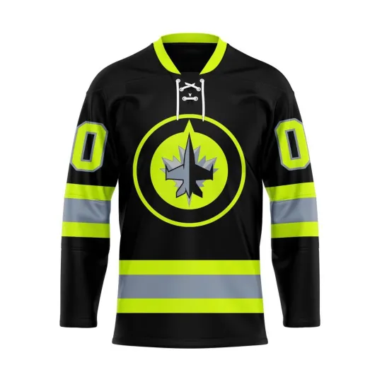 Personalized Winnipeg Jets Honoring Firefighters Lace Hockey Shirt Fan Gear Gift