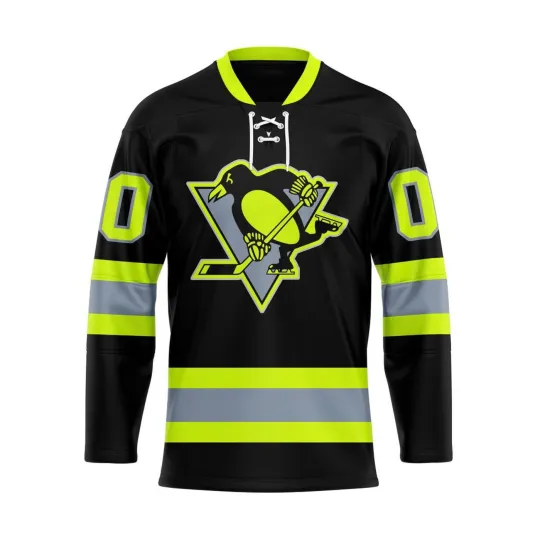 Discover Personalize Pittsburgh Penguins Honoring Firefighters Lace Hockey Shirt Fan Gear