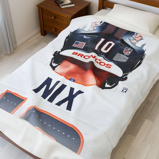 Bo Nix Broncos Throw Blanket