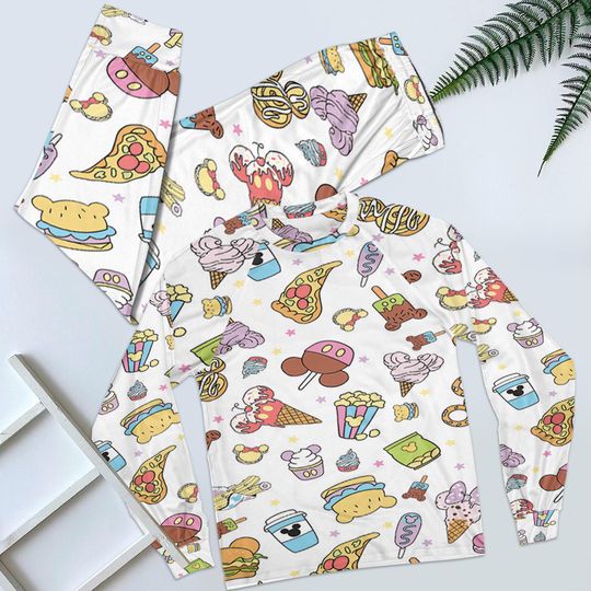 Discover Cute Disney Food & Snacks Pajamas Set, Disney Epcot Snack Sleepwear, Magical Park Pajamas, Disney Family Matching Pajamas, Pjs For Kid Adult
