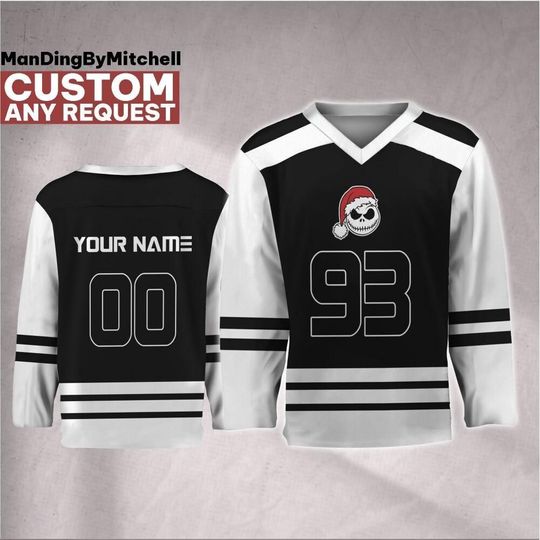 Discover Custom Disney Nightmare Before Christmas Graphic Hockey Jersey, Kid Adult Matching Hockey Jersey,  Disneyland Family