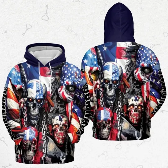 Discover Custom Name Skull 3D Hoodie All Over Print - Adults & Youth