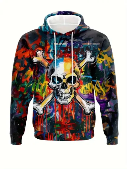 Graffiti Skull Street Art 3D All Over Print Hoodie - Adult & Youth