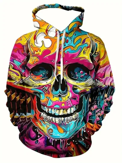 Discover Pop Art Graffiti Skull Splash 3D All Over Print Hoodie - Adult & Youth