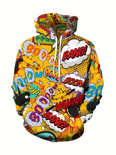 Discover Bold Design| Vibrant Pop Art Comic Book Style 3D Hoodie