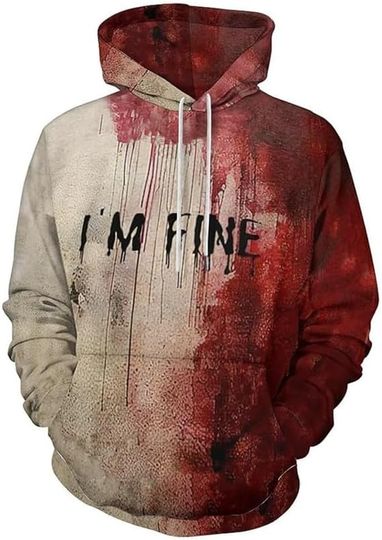 Discover Halloween Horrorh Scream I'M Fine Blood Hoodies Sweatshirt Funny Sweatshirt for Women and Men