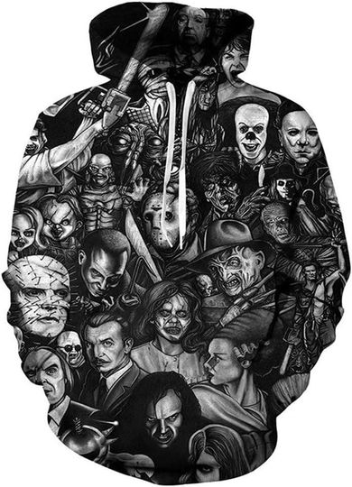 Discover CHLOBLOM Horror Movie Cosplay Hoodie Scary Costume Novelty Jacket Sweatshirt