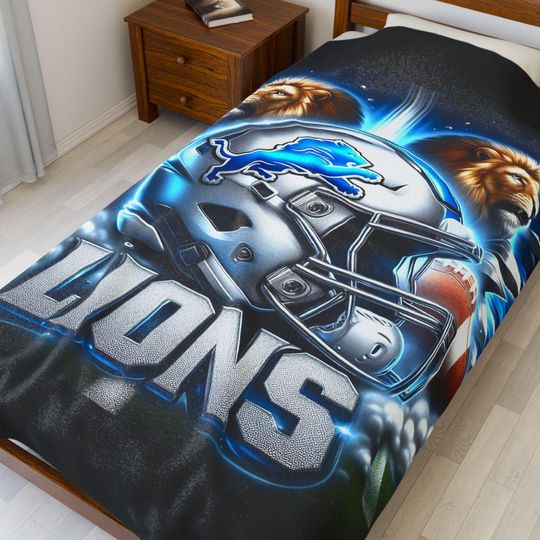 Discover Detroit Football Throw Blanket, Cozy Sports Throw, Game Day Decor, Fan Gift
