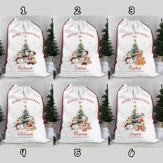 Discover Personalised Disney Mickey and Friends Santa Sack For Kids And Children, Special Delivery  Christmas Present Bag, Disney Christmas Tree