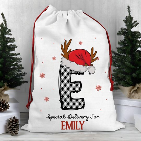 Discover Custom Name Santa Sack for Kids, Christmas Bag for Presents, Santa Bags with Name, Personalized Gift Bag, Alphabet Bag