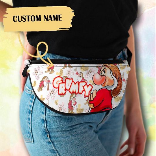 Discover Personalize Grumpy Dwarf Fanny Pack, Snow White And 7 Dwarfs Waist Bag, Dwarf Crossbag, Grumpy Disney Fanny Pack