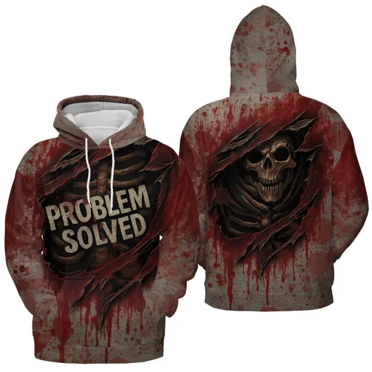 Discover Problem Solved Bloody Halloween Hoodie 3D - 3D Hoodie All Over Print