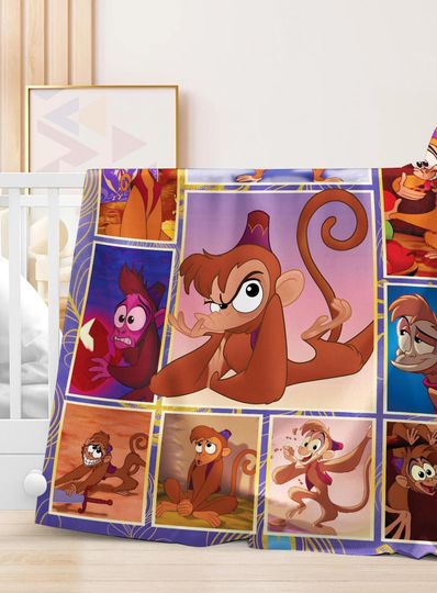 Discover Vintage Aladdin Abu Fleece Blanket | Aladdin Fan Movie Blanket | Abu Monkey Blanket | Funny Abu Blanket